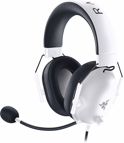 razer blackshark v2 x gaming headset, 7.1 surround sound, 50mm drivers, memory foam cushions, 3.5mm jack, pc, ps4, ps5, xbox, switch, mobile compatible, white