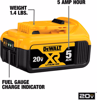 dewalt battery 20v max xr 5ah lithium ion, 5.0ah (dcb205)
