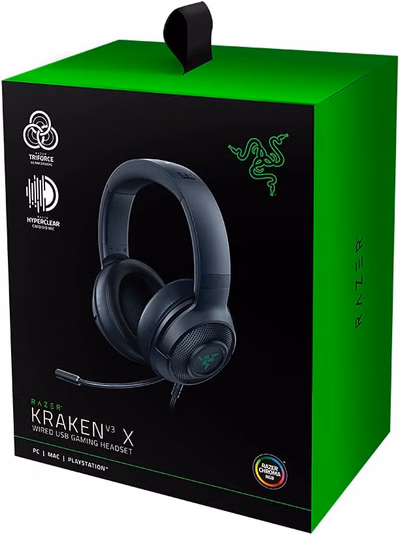 razer kraken v3 x, wired usb gaming headset, black, rz04 03750100 r3m1