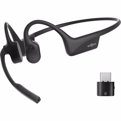 shokz opencomm 2 uc usb c bone conduction bluetooth headset (c110acbk) black