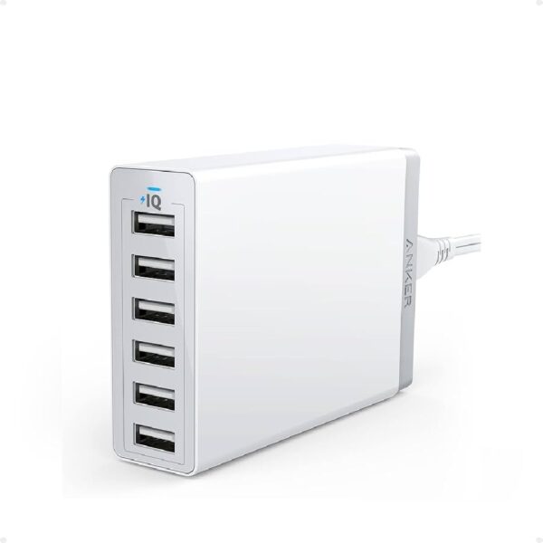 anker 60w 6 port desktop charger kit for mobile phones a2123k22/white(white)/60w
