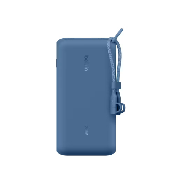 belkin 20000mah usb c portable charger power bank, 20k battery pack with usb c input output and dual usb a ports, fast charging for iphone, samsung galaxy, blue