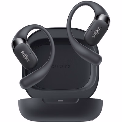 shokz openfit 2 true wireless earphones, bone conduction, t920bk, black