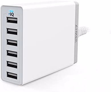 anker 60w 6 port desktop charger kit for mobile phones a2123k22/white(white)/60w