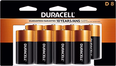 duracell coppertop d batteries, 8 count pack, d battery with long lasting power, all purpose alkaline d battery for household and office devices