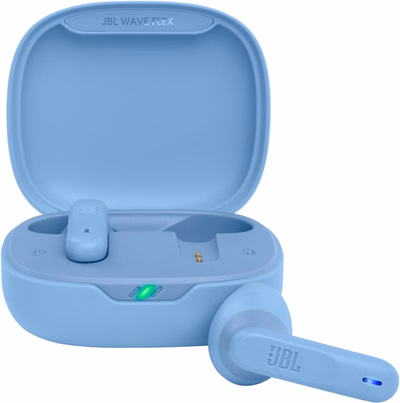 jbl wave flex true wireless earbuds, deep base sound, comfortable fit, 32h battery, smart ambient + talkthru, hands free call, voiceaware, water and dust resistant blue, jblwflexblu