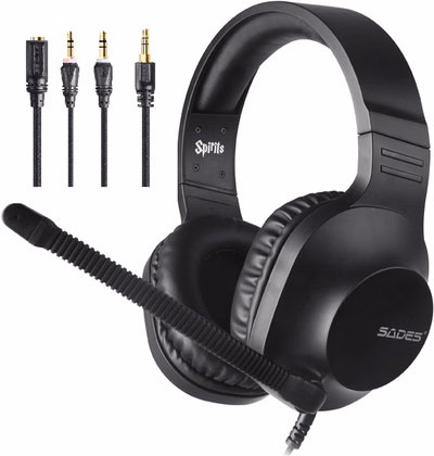 sades (sa 721 black) spirits gaming headset, 3.5mm, black, compatible ps4/ ps5, xbox one & series x & series s, nintendo switch & lite, vr, mobile devices, pc/laptop.