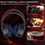 gameon shadowfire rgb gaming headset, ps4/ps5/xbox one/pc, usb + 3.5mm, 50mm drivers, omnidirectional mic, built in controls, pu ear cushions, 1.9m cable, 32Ω, black
