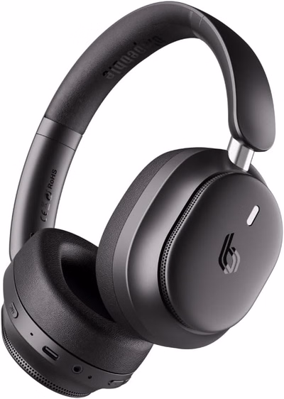 blupebble pulse audio c90 over ear foldable wireless headphones with digital hybrid noise cancelling, deep bass, built in mic & 30h playtime (black)