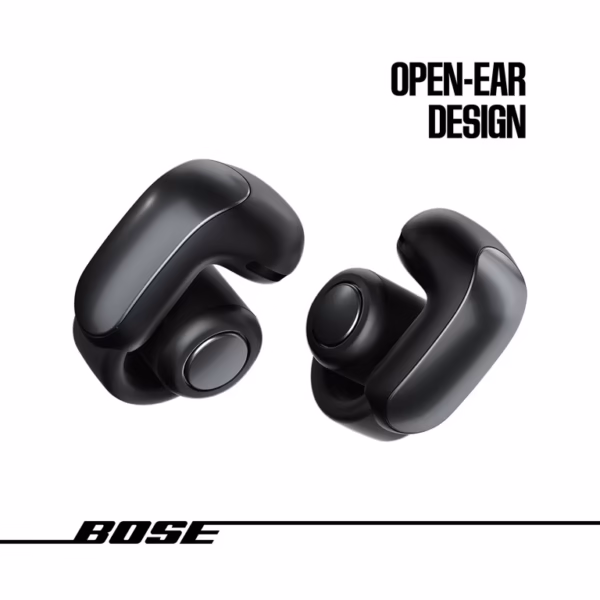 bose ultra open earbuds with openaudio technology, open ear wireless earbuds, up to 48 hours of battery life, black
