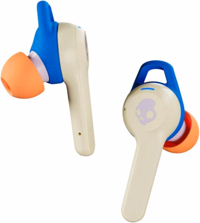 skullcandy indy evo true wireless earbuds with charging case, mood boost print art design, multicolour
