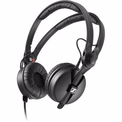 sennheiser hd 25 lite dj on ear headphones, closed back design, wired studio monitoring headset