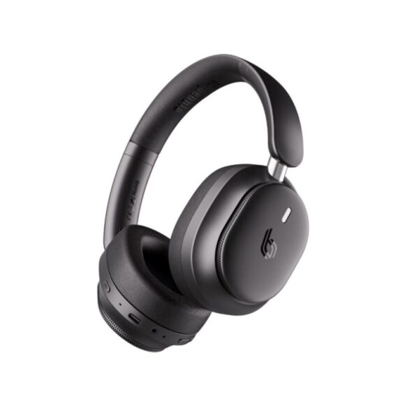 blupebble pulse audio c90 over ear foldable wireless headphones with digital hybrid noise cancelling, deep bass, built in mic & 30h playtime (black)