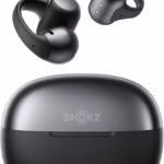 shokz opendots one open ear headphones, premium dolby audio, 6.5g clip on earbuds, 40h playtime, bluetooth 5.4, wireless earphones with mic, fast charging, ip54, commuting, black,
