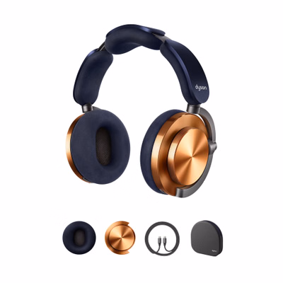 dyson ontrac™ over ear wireless headphones, active noise cancelling, up to 55 hours battery life, customizable, transparency mode, cnc copper