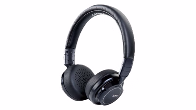 aukey wireless on ear headphones, bluetooth, foldable, long battery life, black