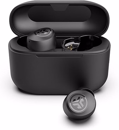 jlab go air pop+ wireless bluetooth in ear earphones with microphone, 35+ hours battery, eq3 custom sound, app, black