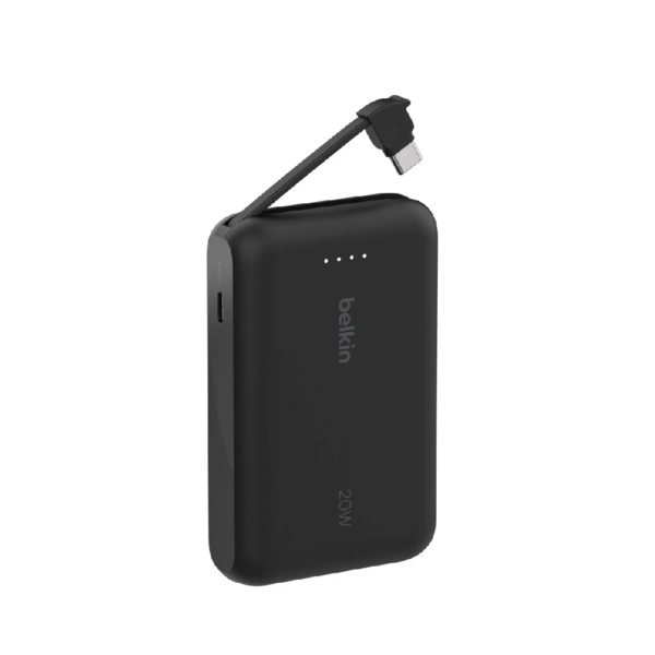 belkin slim 10,000mah usb c power bank with dual usb c ports, digital display, 20w fast charging, black