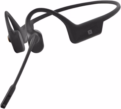 ftershokz opencomm uc bone conduction bluetooth headset, noise cancelling microphone, lightweight, black