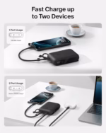 belkin slim 10,000mah usb c power bank with dual usb c ports, digital display, 20w fast charging, black